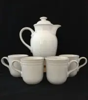 Perfect Noritake NIMBUS 8628 Coffee Pot/Server, 4 Cups/Mugs Set