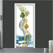 Door Stickers Fashionable Female Model Door Stickers Modern Art PVC Waterproof Mural Decal Bedroom Living Room Self-Adhesive Poster (Color : T, Size : 85x215cm)