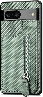 Compatible with Google Pixel 7 5G Case,Compatible with Google Pixel 7 5G Zipper Card Slots Built-in Magnet Kickstand Phone Case Green
