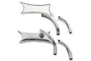 Oblique Mirror Set Billet Chrome fits Harley Davidson