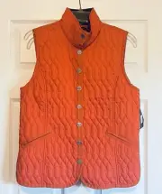 Tommy Hilfiger Women’s Quilted Snap Front Vest W/Pockets Orange Size Medium NEW