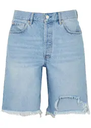 Free People Big Sur Coast Distressed Denim Shorts - Light Blue - W26 W26
