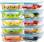 10-Pack 22 oz Airtight Glass Meal Prep Containers Food Storage with Lids (GREEN)