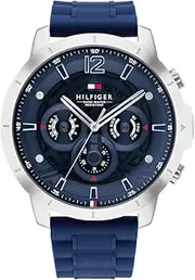 [Tommy Hilfiger] Luca Silicone Dial Men's Watch, 50 mm Case Diameter, Navy