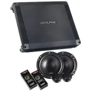 Alpine 2 Channel Car Audio Amplifier & 300 WATT 6-1/2" Component Speakers SET
