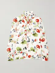 [Erdem] Erdem - Constance Ruffled Floral-print Silk Crepe De Chine Blouse - White - UK 6 UK 6 White