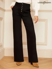 Love & Roses Black Wide Leg Button Fly jeans (B05890) | $120