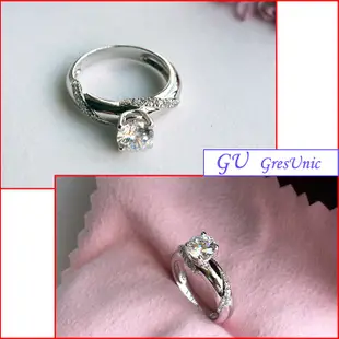 【GU鑽石】A63女友生日禮物求婚訂婚戒擬真鑽銀戒指鋯石戒指GresUnic Apromiz 80分鑽戒 女戒