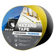 Bear 48mm x 30m Yellow and Black Hazard Tape