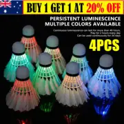 4PCS Colorful LED Badminton Shuttlecocks Lighting Birdies Shuttlecock Glowing