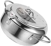 PAMINGONO 1pc Small Non Stick Frying Pot for Tempura Versatile Induction Cooker Deep Fryer with Drainer Rack for Healthier Japanese Cuisine Cooking