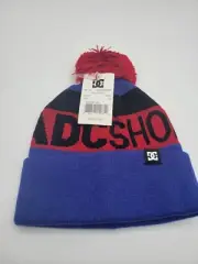 New with Tags DC Shoe Company Chester Boy BEANIE HAT Blue Red Black logo