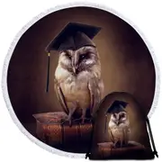 Cool Graduated Owl Round Beach Towel