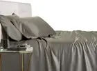 Viscose from Bamboo Bed Sheets, Split California King, Solid Grey, Super Soft an