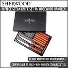 Sherwood 8Pc Vintage Steak Knives Set Stainless Blade Steel Knife Wood Handle