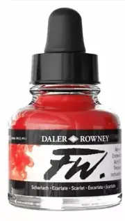 Daler-Rowney FW Artists' Ink Acrylic Ink Scarlet Color FREE SHIPPING