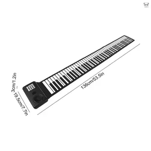 88鍵手卷電子琴 專業便攜環保矽膠手卷鋼琴家用練習電子琴 不帶喇叭款 白色鍵 出貨不帶3 x AA 電池