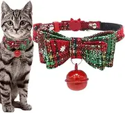 Christmas Pet Bow Tie Collar - Christmas Dog Collar with Bow - Elegant Little Dog Collar with Bow, Adjustable Dog Collars for Small/Medium/Large Dogs and