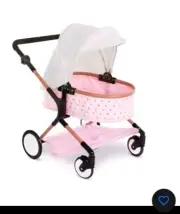 babi by Battat - Baby Doll Double Stroller Mini Gold Stars Foldable Canopy