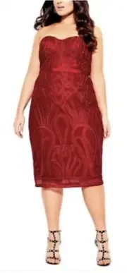 CITY CHIC Antonia Plus Size Dress Red L/20W NWT $199
