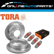 Rear Dimple Drilled Slotted Disc Brake Rotors & Pads for 200 Series Landcruiser (for: Toyota)