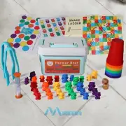 Rainbow Colored Counting Bears with Cups Sorting Educational Toys for Kids 118pc
