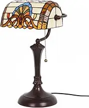 Bieye L30516 17 inch Baroque Tiffany style stained glass banker table lamp