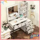 Makeup Dressing Table 11 LED Mirror Vanity Desk Galss Cabinet and 5 Drawers