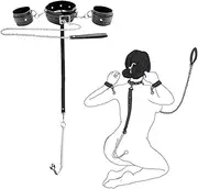 Anal Hook Sex Bondage Restraints Kit BDSM Sex Toys Handcuffs Neck Collar Wrist Cuffs with Traction Chain Adjustable Sex Game for Adults Couples