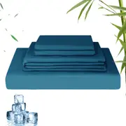 LINENOVA 2000TC Hiqh Quality Bamboo Blend Sheet Set - Biscay Blue - Size Queen