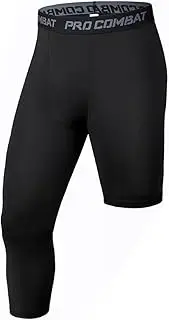 [NBGYTECH] Single Leg 3/4 Tight Sports Pants Men's Compression Pants Althletic Baselayer Underwear for Basketball Running