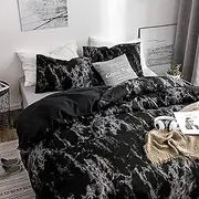 Dark Marble Quilt Cover Set - All Size Bed Ultra Soft Quilt Duvet Doona Cover Set with Pillowcase (King)