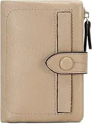 [Generic] Womens Wallets Small Wallets for Women RFID Ladies Wallets Bifold,Women's Billfold Leather Wallets Compact Card Holder with Zipper Coin Pocket (Apricot, 13 * 3 * 9cm)