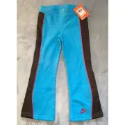 Nike Girls Active Pants Size 4 Side Stripe Athletic Blue Black