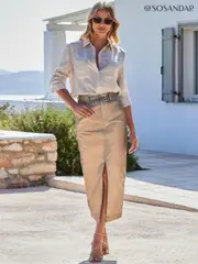 Sosandar Metallic Metallic Pencil Skirt (E68793) | $88