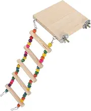 CIYODO Pet Platform Ladder Ai Parrot Budgie Frame Stand Foraging Ladder Perch Climb Natural Playing Ladders Outdoor Large Indoor Bird Block Parakeet Step Ladder Wooden