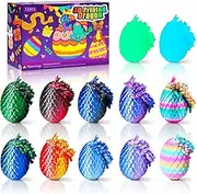 Impossmaker 12PCS 3D Printed Easter Dragon Eggs with 3D Printed Dragon Inside, Micro Easter Basket Stuffers Mini Dragon Egg Set Articulated Crystal Dragon Fidget Toy for Adults Teens