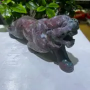1pcNatural Ocean Jasper Quartz Hand Carved tiger Skull Crystal Healing Gem Decor