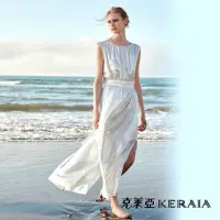在飛比找momo購物網優惠-【KERAIA 克萊亞】銀色月光夢幻優雅緞面長洋裝(附腰帶)