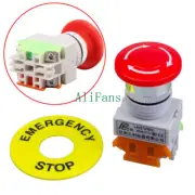 AC 660V 10A Red Mushroom Cap 1NO 1NC DPST Emergency Stop Push Button Switch