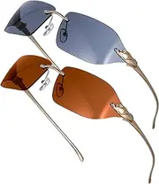 [OATIPHO] Metal Frame Sunglasses for Women Men Stylish Party Glasses with Adjustable Nose Pads