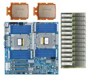 Gigabyte MZ73-LM0 Motherboard SP5 With 2xAMD EPYC 9384X 32 Core CPU，12x64GB RAM