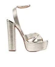 Aquazzura Sundance Platform Heeled Sandals 40 Nude
