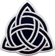 Triquetra Celtic Symbology Patch Embroidered Applique Iron On Sew On Emblem, White & Black