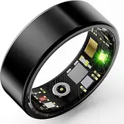 HitTopss Smart Ring, Fitness Tracking Smart Ring with Calories/Heart Rate/Blood Oxygen/Sleep Monitoring, IP68 Waterproof, No APP Subscription (Black,9#)