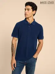 White Stuff Blue 100% Cotton Utility Polo Shirt (K93735) | $81