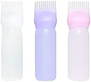ACEmedia 3 Pieces Applicator Bottles Root Comb Applicator Bottle with Graduated Scale Applicator Brush for Hair Dying (3 Colors)