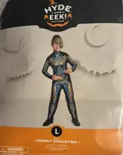 Hyde & Eek Boys Robot Skeleton Blue/Gold Jumpsuit Mask Halloween Costume Large