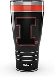 Tervis Traveler Illinois Fighting Illini - Night Game Triple Walled Insulated Tumbler Travel Cup Keeps Drinks Cold & Hot, 30oz, Stainless Steel