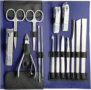 Ethnic Choice Stainless Steel Nail Clipper Set Nail Tools Manicure & Pedicure Set of 15 Pcs Travel & Grooming Kit with Luxurious Case (MT-14C)